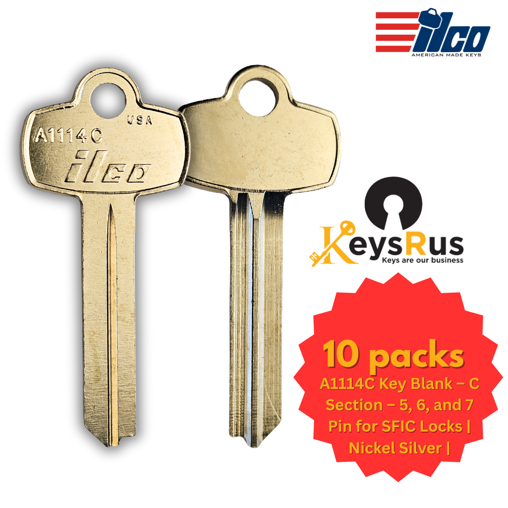 A1114C SFIC Key Blank – 5/6/7-Pin C Section – Nickel Silver – 10-Pack – ILCO