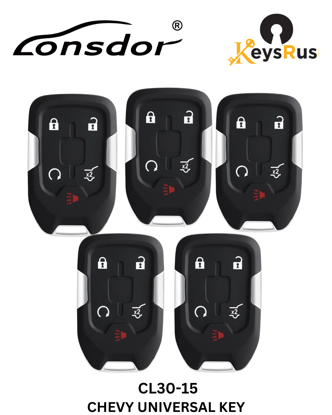 Lonsdor – CL30-15 Chevrolet Style – 4-Button Universal Smart Key – ID46+ID49+1D4A – Adjustable Frequencyy
