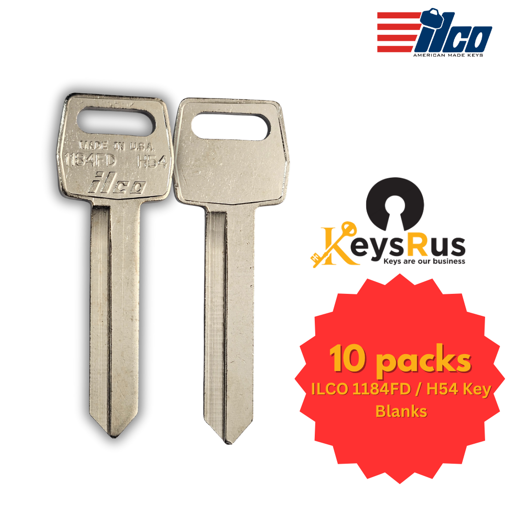 ILCO 1184FD / H54 Key Blanks – 10 Pack | Automotive Key Blank for Ford, Mazda, Mercury & Peterbilt (1985–1996 Models)