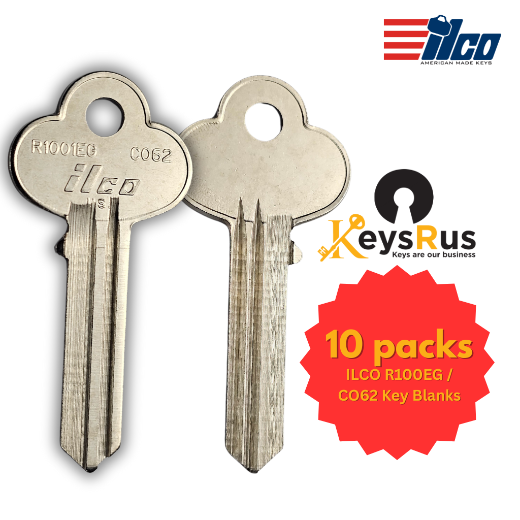 ILCO R1001EG / CO62 Key Blanks – 10 Pack | Nickel Plated Brass | 6 Pin | Genuine ILCO Brand