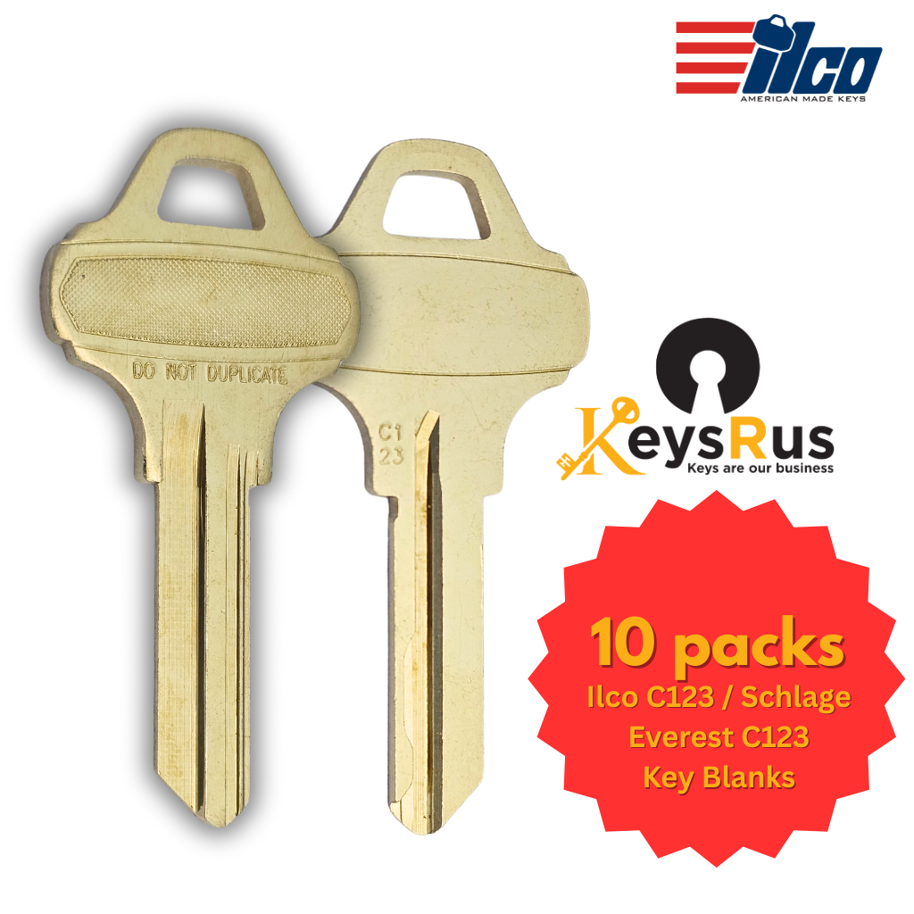 C123 Key Blank – 6-Pin Schlage Everest Keyway – High-Security – 10-Pack – ILCO