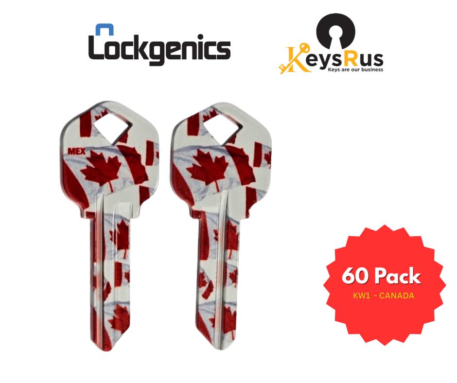 LockGenics KW1 Decorative Key Blank – Flag – 60-Pack