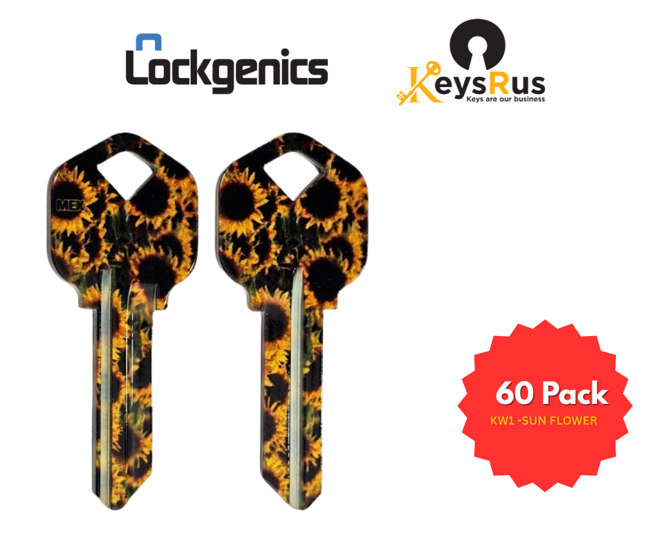 LockGenics KW1 Decorative Key Blank – Sunflower – 60-Pack
