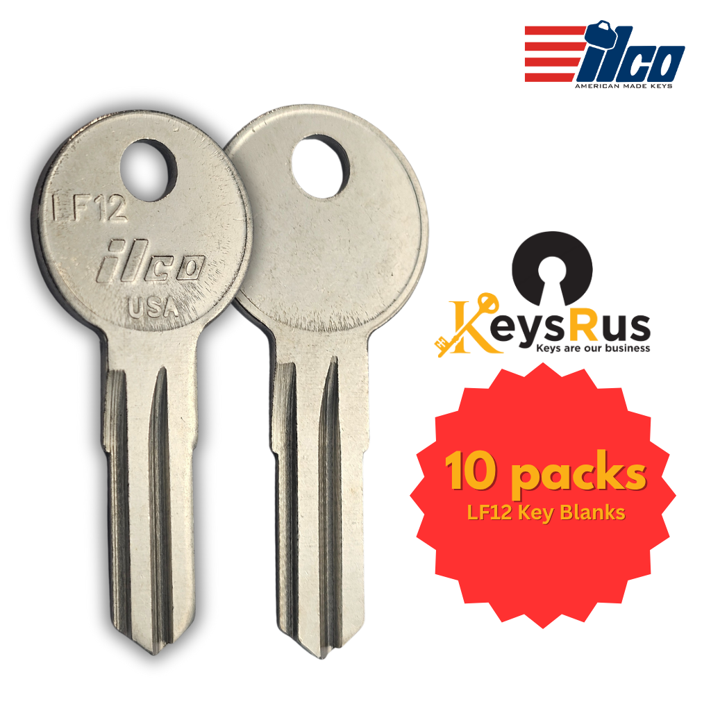 LF12 Key Blanks for ACS, Barrecrafters, CRS, Euro Trailers, Karrite, Lowe & Fletcher, Sears, Socata, Thule, X-Cargo, Yakima – 10-Pack