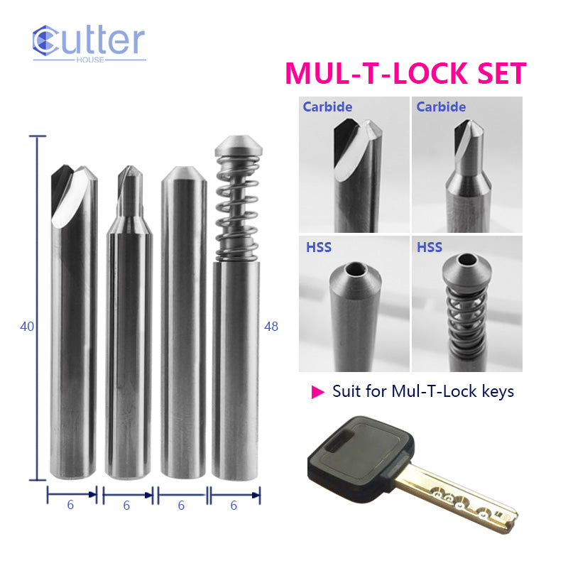 CutterHouse, Dimple Cutters & Tracers 4-Piece Set for MUL-T-LOCK Vertical Key Cutting Machines