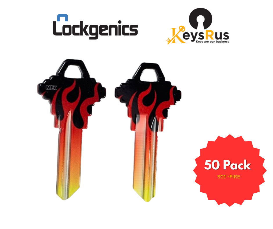 LockGenics SC1 Decorative Key Blank – Flames – 50-Pack