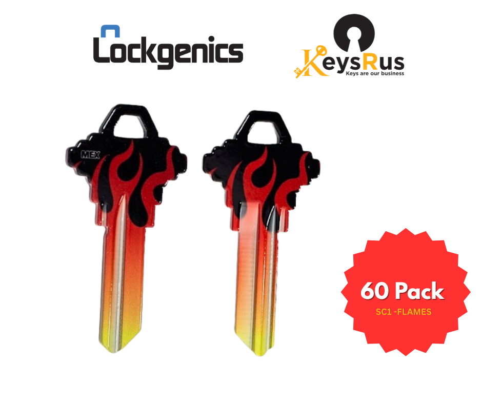 LockGenics SC1 Decorative Key Blank – Flames – 60-Pack