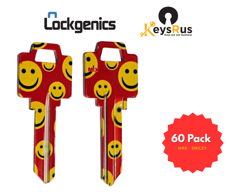 LockGenics WR5 Decorative Key Blank – Smiley-Face – 60-Pack