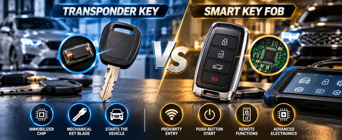 Smart Key Fob vs. Transponder Key: Features, Chips, and Programming Methods