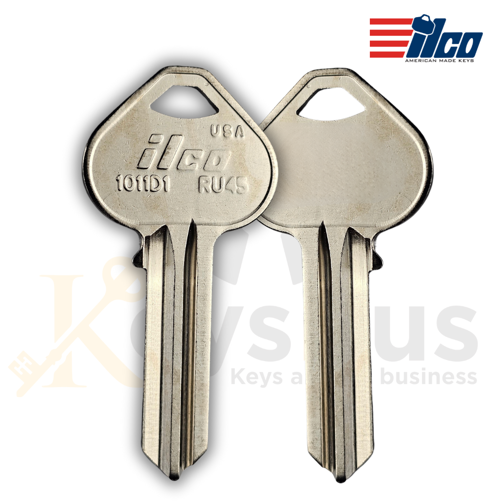 ILCO RU45 / 1011D1 Key Blank – 5 Pin – Brass – D1 Section – 10 Pack