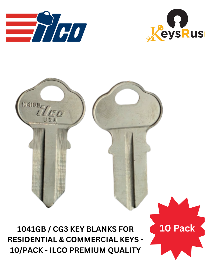 1041GB / CG3 Key Blanks for Residential & Commercial Keys - 10 pack - ILCO Premium Quality