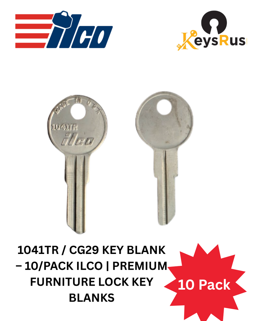 1041TR / CG29 Key Blank, 10 pack ILCO, Premium Furniture Lock Key Blanks