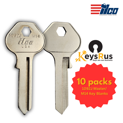 M14 / 1092J Key Blank – Master Lock Padlock Keyway – 10-Pack – ILCO