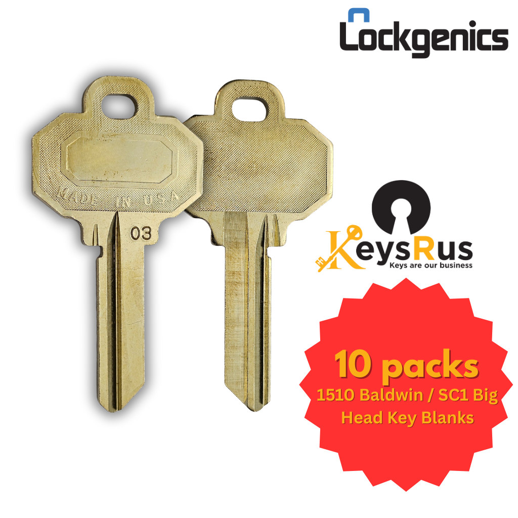 1510 / SC1 Key Blank – 5-Pin Schlage SC1 Keyway – BR – Large Head – 10-Pack – LockGenics