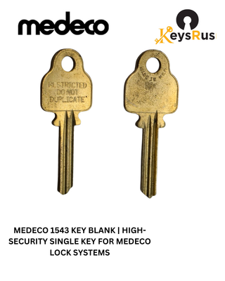 MEDECO 1543 Key Blank, High-Security Single Key for Medeco Lock Systems