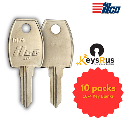 ILCO 1674 Key Blanks – 10 Pack | Fits Wood, Trendway, BRC, Friant, Meroni Furniture Locks
