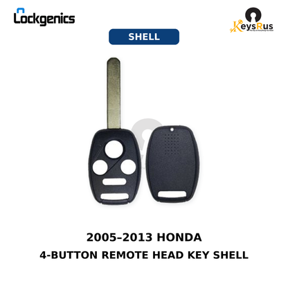 2005-2013 Honda / 4-Button Remote Head Key SHELL / HO01 / OUCG8D-380H-A, MLBHLIK-1T, KR55WK49308, N5F-S0084A (AFTERMARKET)