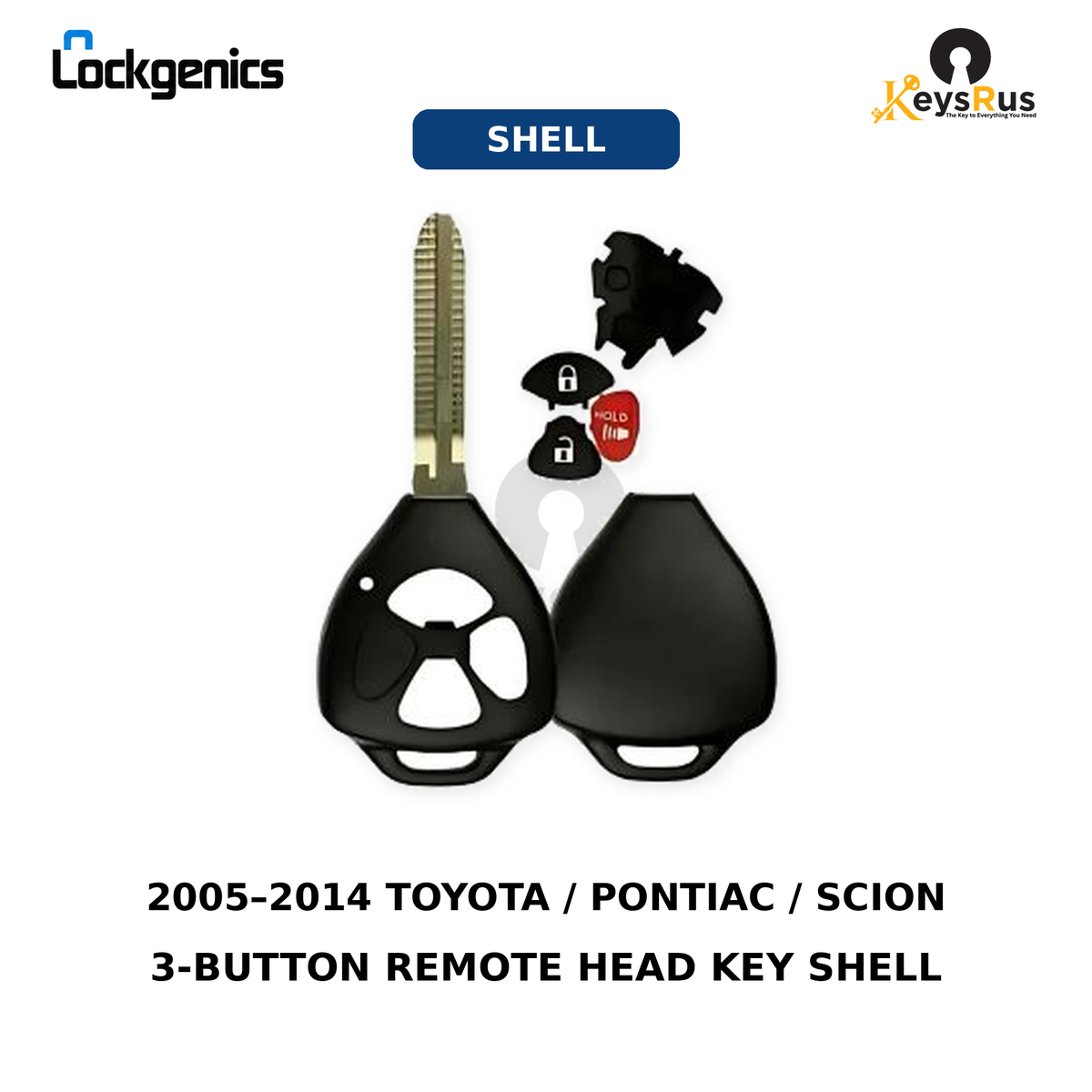 2005-2014 Toyota / Pontiac / Scion / 3-Button Remote Head Key Shell (Aftermarket)
