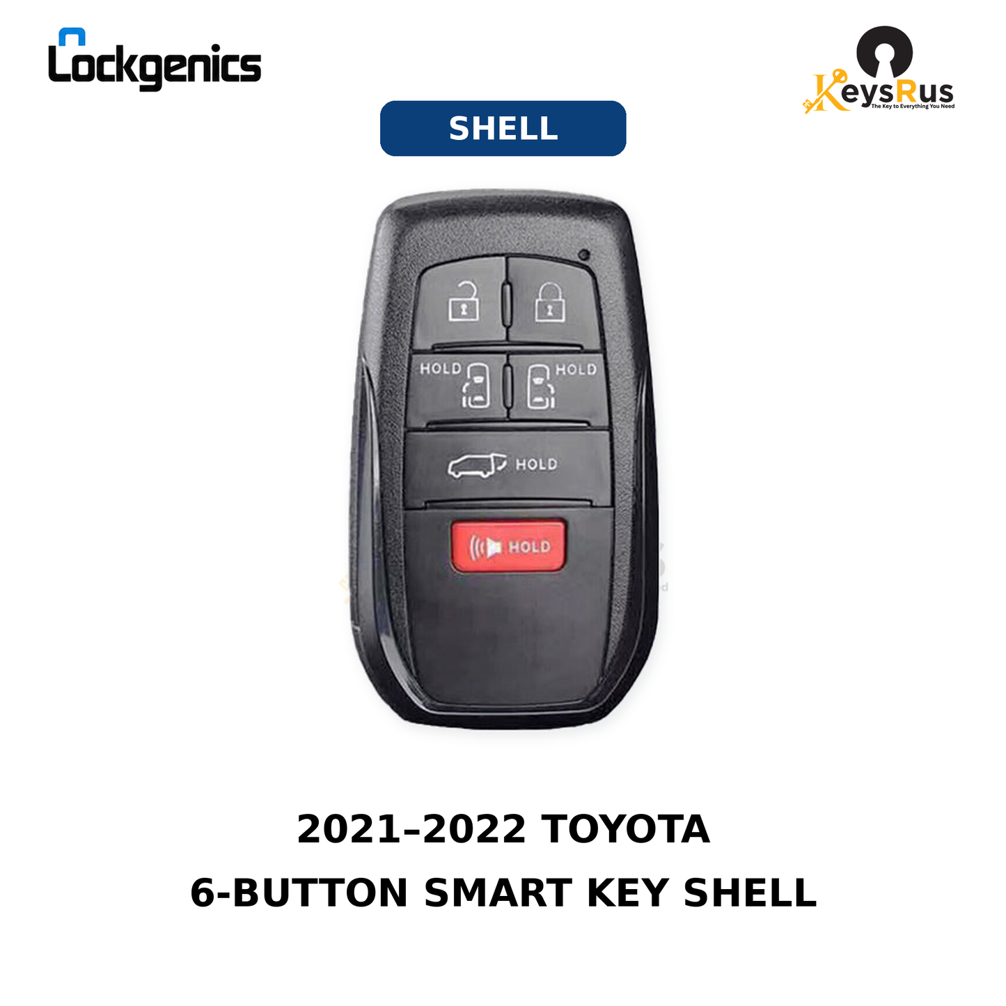 2021, 2022 Toyota 6-Button Smart Key Shell with Emergency Blade, For FCC ID: HYQ14FBX, Compatible with Lonsdor L20-10-6 Board