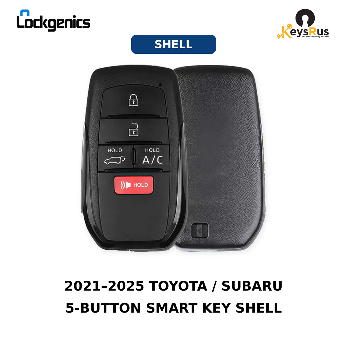 2021, 2025 Toyota 5-Button Smart Key Shell with Emergency Blade, For FCC ID: HYQ14FBX, Compatible with RAV4 Prime, BZ4X, Subaru Solterra
