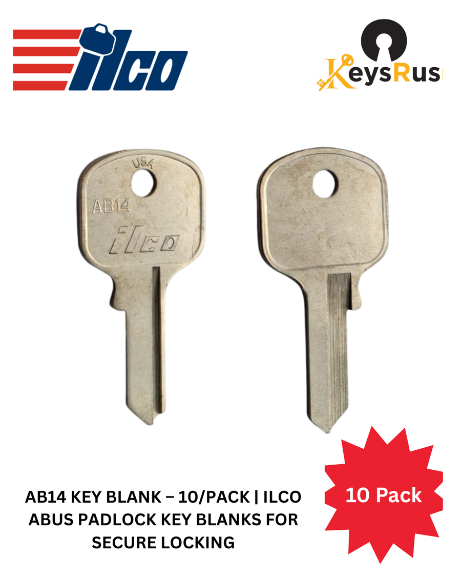 AB14 Key Blank, 10 pack, ILCO Abus Padlock Key Blanks for Secure Locking