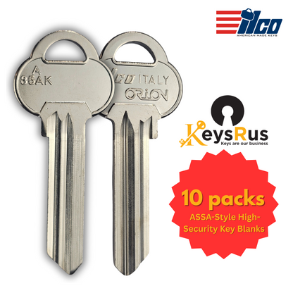 AS20 / ASS16 / A35AK Key Blank – ASSA Keyway – High-Security – 10-Pack – ILCO