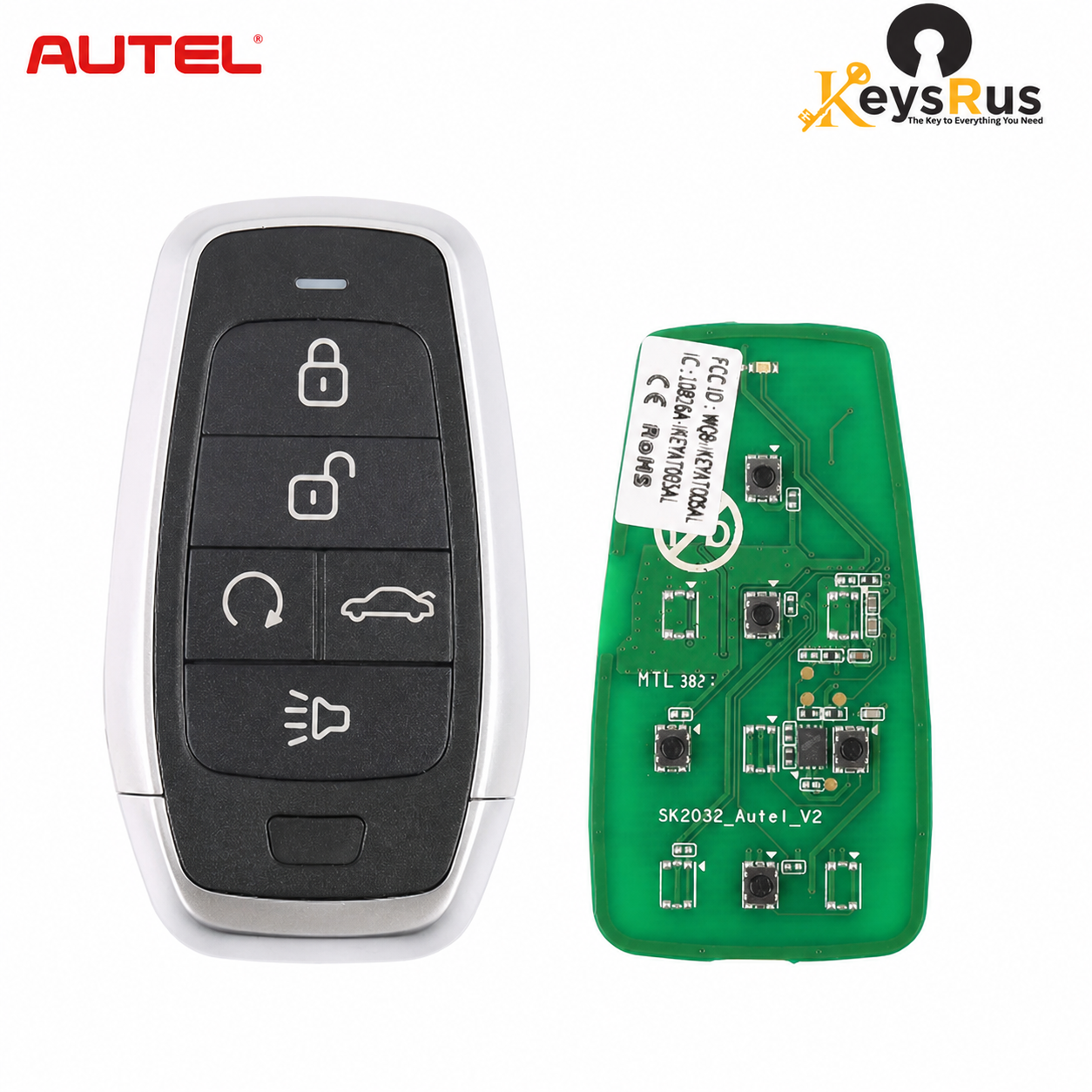Autel IKEY AT005BL five-button universal smart key with Keysrus and Autel branding