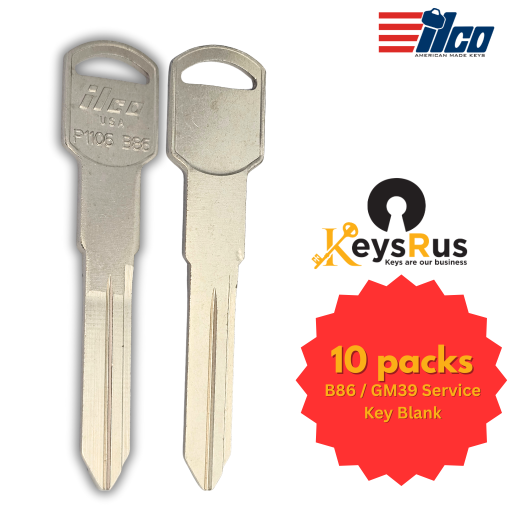 B86 / GM39 Service Key Blank – For GM Vehicles (Service Key Use) – 10 Pack