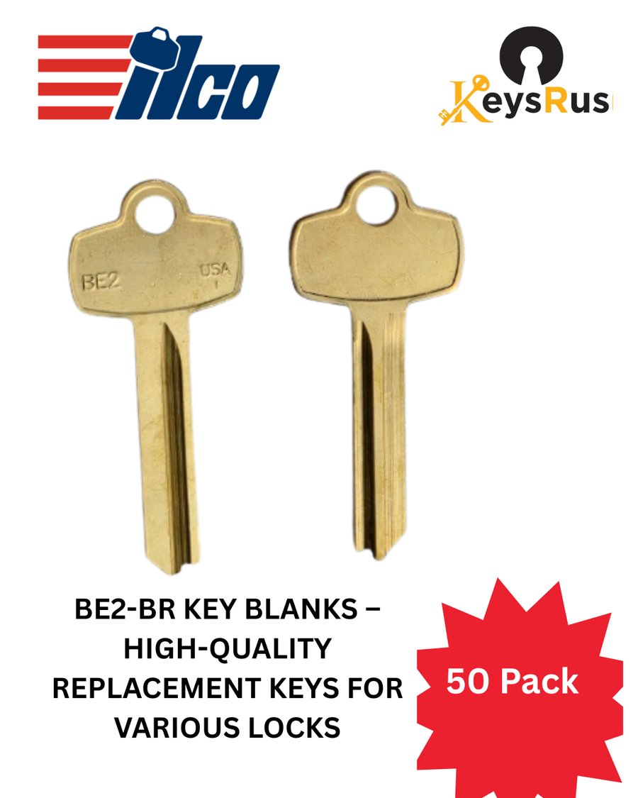 BE2-BR Key Blanks, 50-Pack, High-Quality Replacement Keys for Various Locks