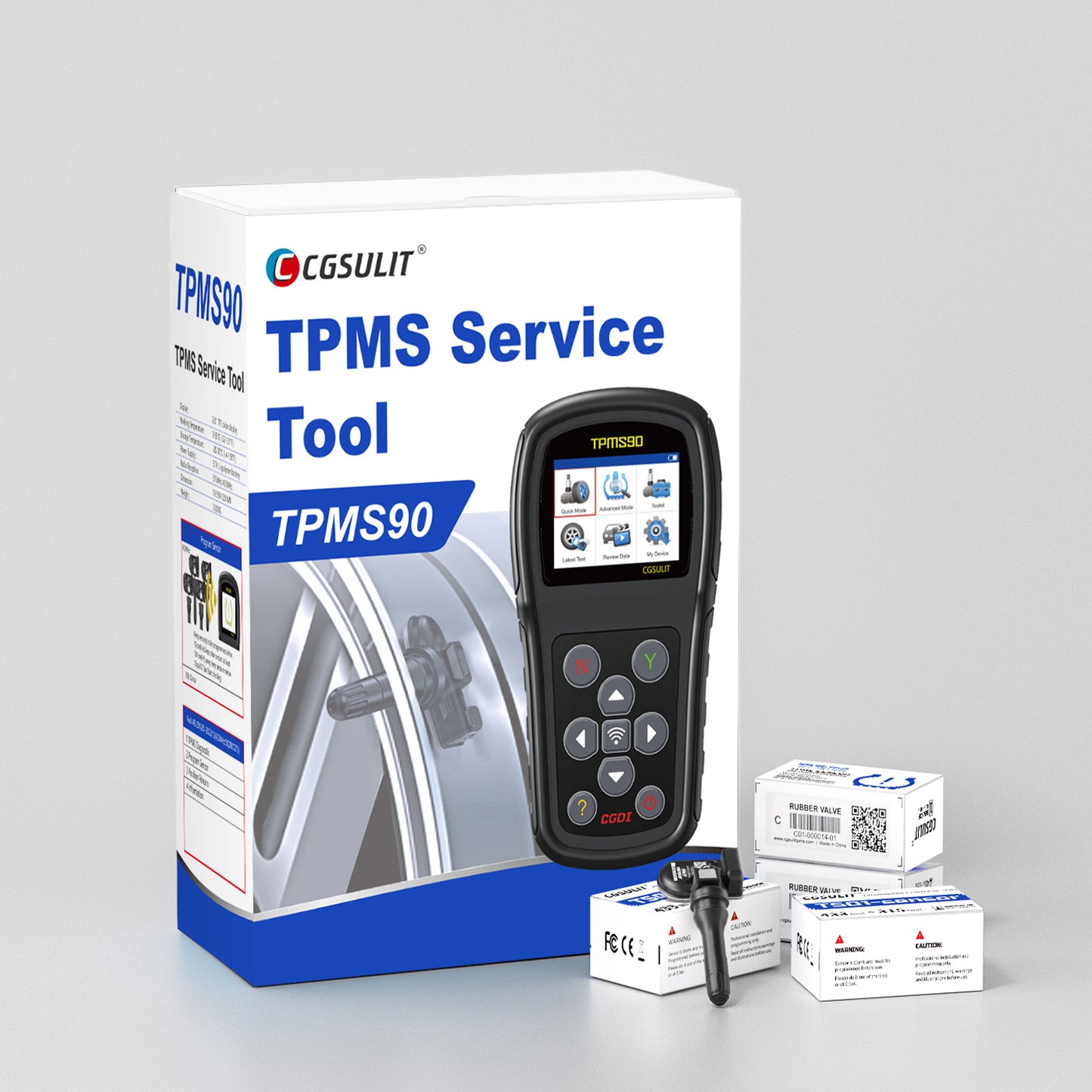 Super Bundle! CGSULIT – Buy 96pcs TS01 TPMS Sensors (48 Silver Metal + 48 Rubber or Black Metal) & Get FREE TPMS90 Tool with OBD Function
