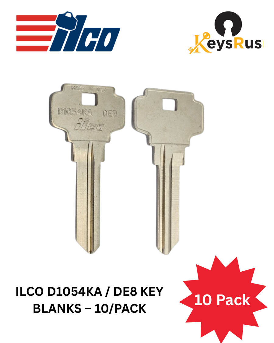 ILCO D1054KA / DE8 Key Blanks, 10 pack
