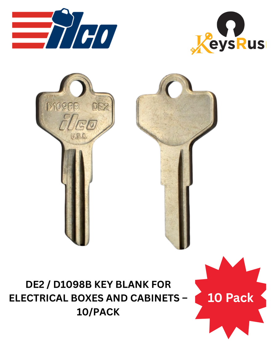 DE2 / D1098B Key Blank for Electrical Boxes and Cabinets, 10 pack