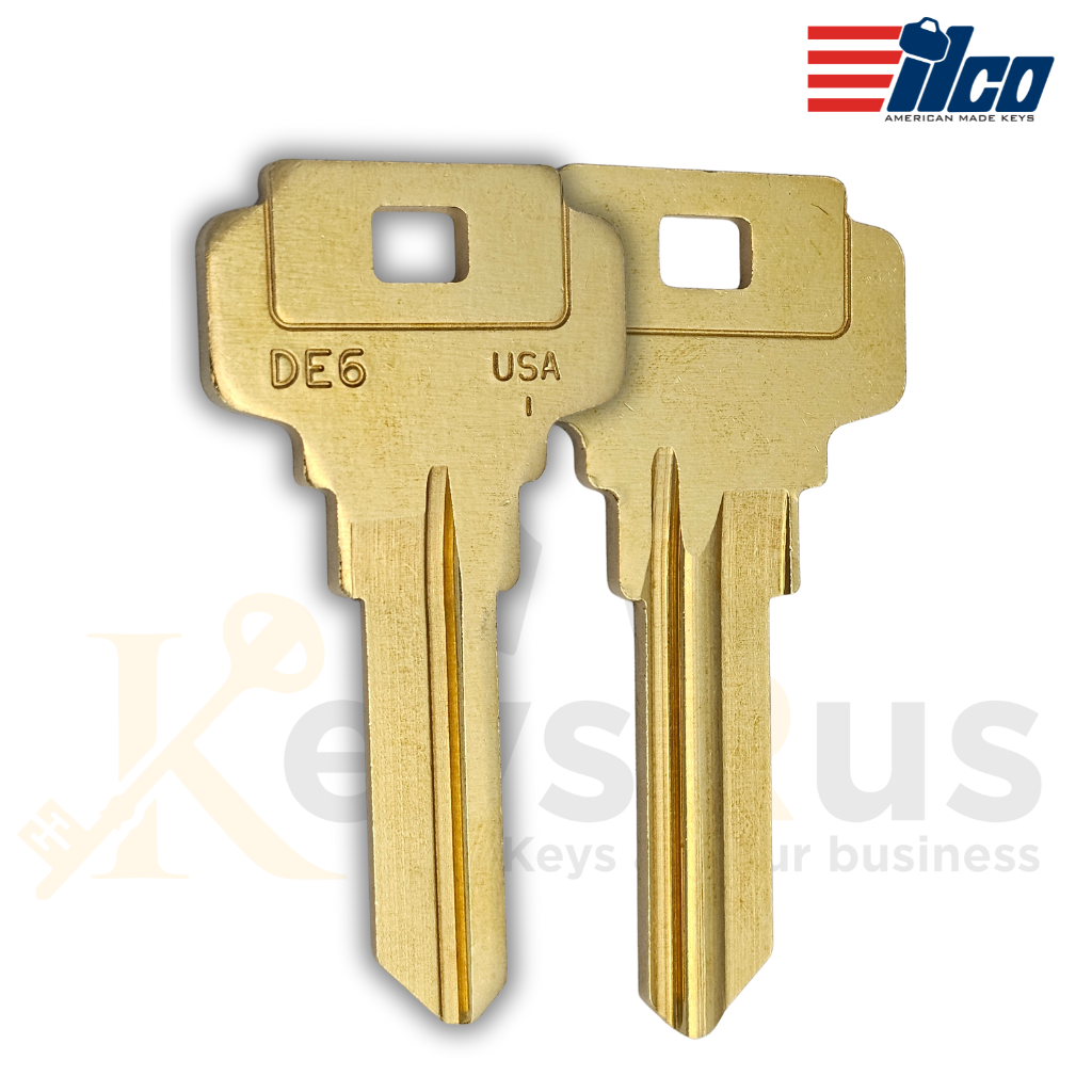 DE6-BR Dexter Key Blanks, 10 Pack, 6-Pin Nickel-Plated Brass Key Blanks for Dexter Locks