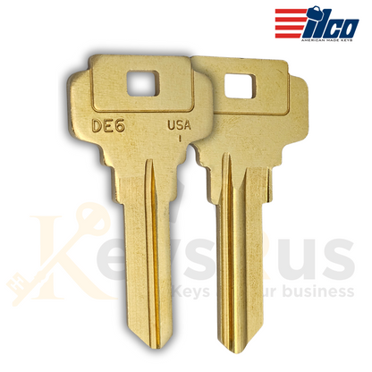 DE6-BR Dexter Key Blanks, 10 Pack, 6-Pin Nickel-Plated Brass Key Blanks for Dexter Locks