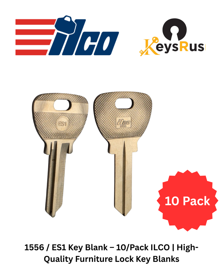 1556 / ES1 Key Blank, 10 pack ILCO, High-Quality Furniture Lock Key Blanks