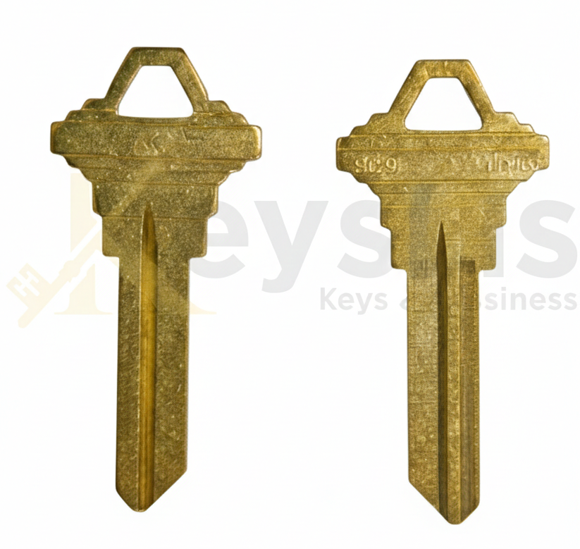 SC9-BR Key Blanks Lockgenics, 50 Pack, Premium 6-Pin Key Blanks for Residential & Commercial Schlage C Keyway Locks