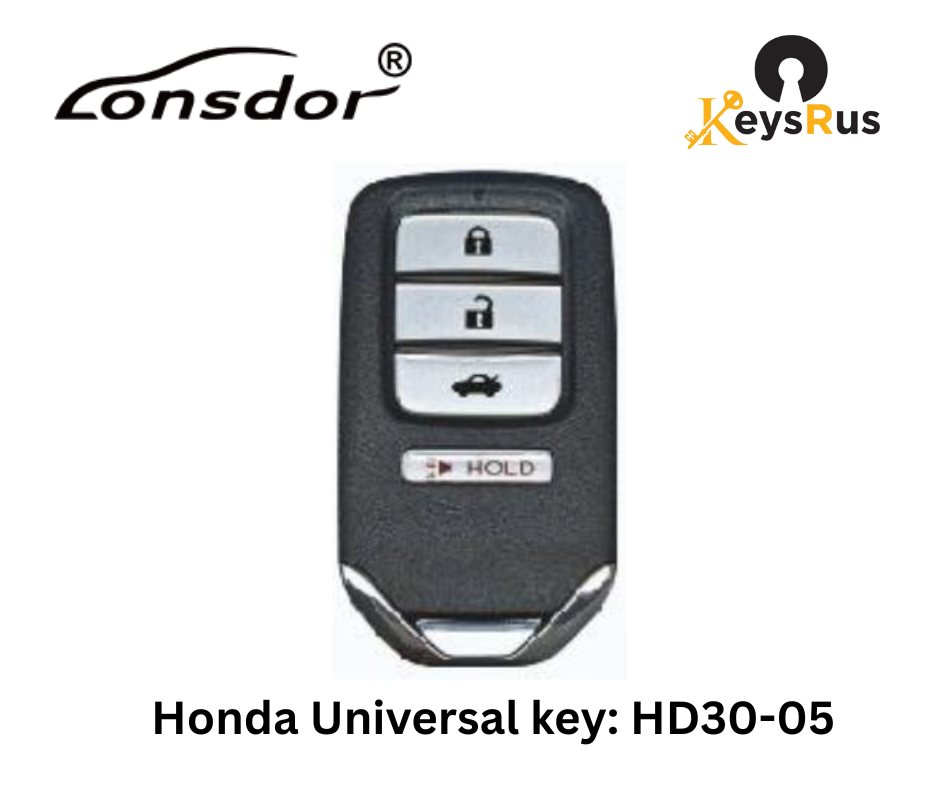 LONSDOR HD30-05 Universal Smart Key, Honda 4-Button Replacement (ID46/ID47/ID4A, Multiple Frequencies)