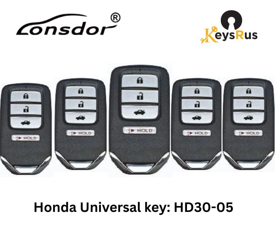 LONSDOR HD30-05 Universal Smart Key — Honda 4-Button Replacement (ID46/ID47/ID4A, Multiple Frequencies)