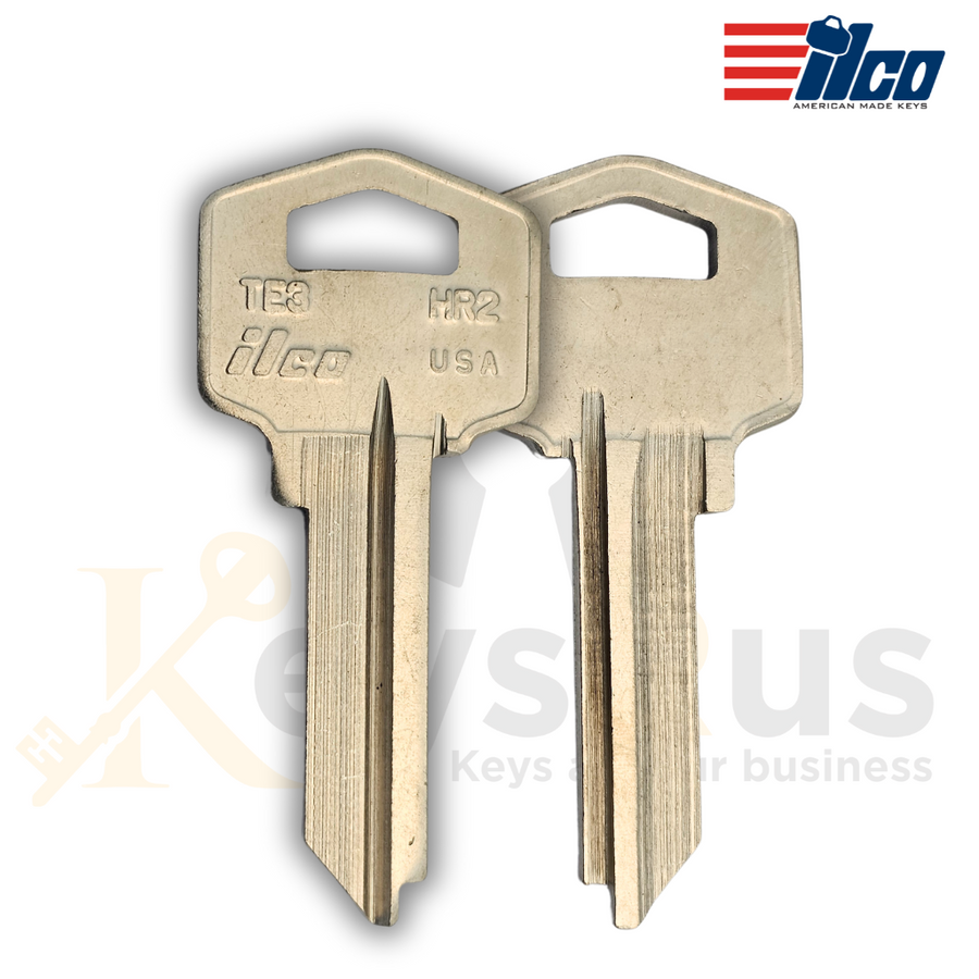 HR2 / TE3 / FR1 Key Blank, 10 Pack (Nickel-Plated Brass), ILCO / Taylor Brand