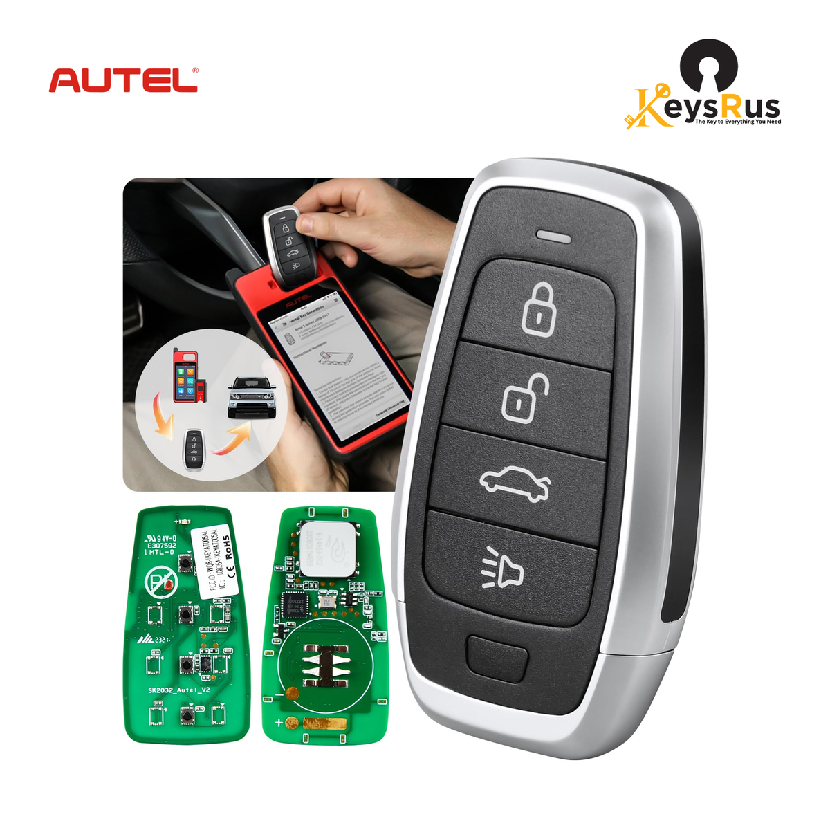 Autel AT004CL Standard 4-Button Universal Smart Key — key construction and components