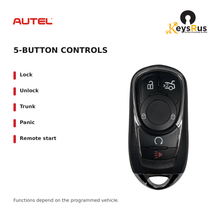 Autel IKEYBK5TPR Buick Style 5-Button Universal Smart Key — 5-button controls: Lock, Unlock, Trunk, Panic, Remote start