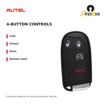 Autel IKEYCR4PR Chrysler / Dodge 4-Button Universal Smart Key — 4-button controls: Lock, Unlock, Panic, Remote start
