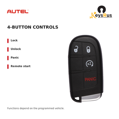 Autel IKEYCR4PR Chrysler / Dodge 4-Button Universal Smart Key — 4-button controls: Lock, Unlock, Panic, Remote start