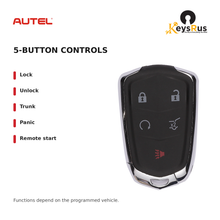 Autel GM005AL GM Style 5-Button Universal Smart Key — 5-button controls: Lock, Unlock, Trunk, Panic, Remote start