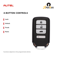 Autel HD004AL Honda Style 4-Button Universal Smart Key — 4-button controls: Lock, Unlock, Trunk, Panic