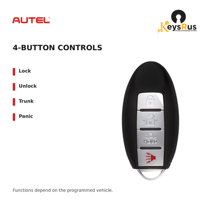Autel IKEYNS4TP Nissan Style 4-Button Universal Smart Key — 4-button controls: Lock, Unlock, Trunk, Panic