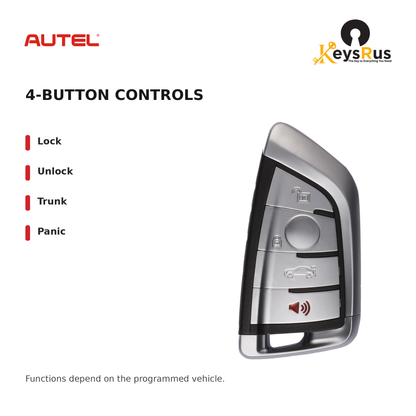 Autel IKEYRZ4TP BMW Razor Style 4-Button Universal Smart Key — 4-button controls: Lock, Unlock, Trunk, Panic