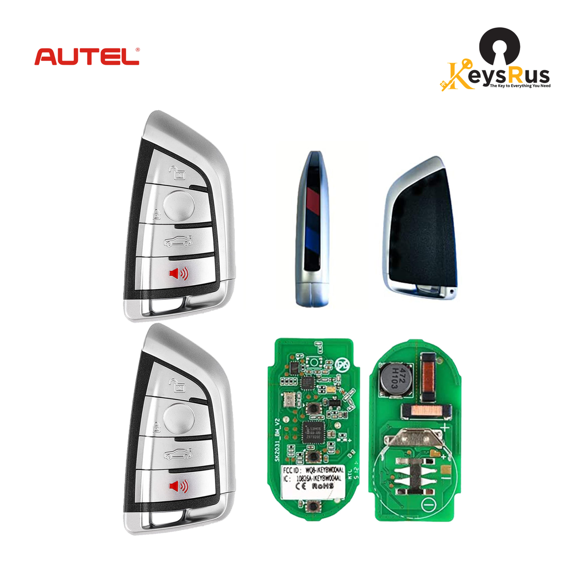 Autel IKEYRZ4TP BMW Razor Style 4-Button Universal Smart Key — key construction and components