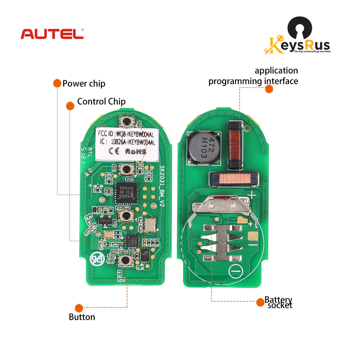 Autel IKEYRZ4TP BMW Razor Style 4-Button Universal Smart Key — key construction and components