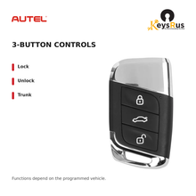 Autel IKEYVW3T Volkswagen Style 3-Button Universal Smart Key — 3-button controls: Lock, Unlock, Trunk